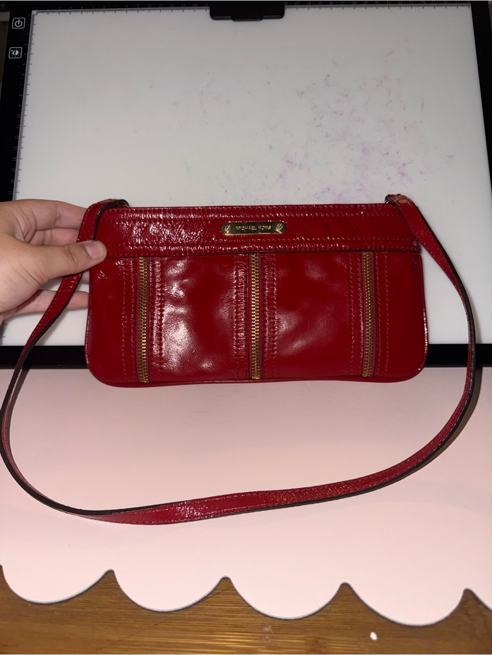 Micheal kors red patent leather bag